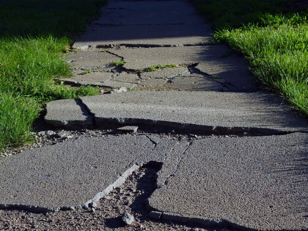 Uneven sidewalks can result in serious fall injuries.